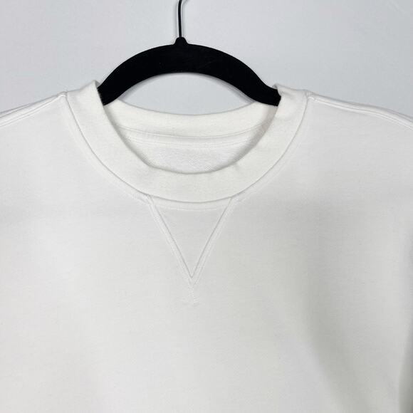 Lululemon Womens 4 White Half Sleeve Pullover Sweatshirt Crew Neck French Terry - Picture 5 of 9